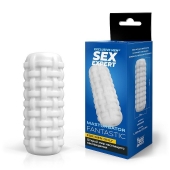 Белый стимулятор с наружным рельефом в виде рогожки - Sex Expert - в Воронеже купить с доставкой