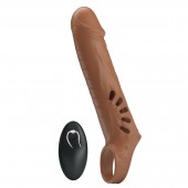 Коричневая вибронасадка с подхватом мошонки и пультом ДУ - Baile - в Воронеже купить с доставкой