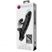 Черная вибронасадка на пенис с подхватом мошонки - 20 см. - Baile - в Воронеже купить с доставкой