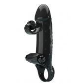 Черная вибронасадка на пенис с подхватом мошонки - 20 см. - Baile - в Воронеже купить с доставкой