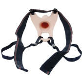 Телесный полый страпон на ремешках - 16,5 см. - Boys of Toys - купить с доставкой в Воронеже