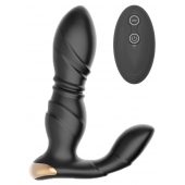 Черный L-образный вибромассажер простаты с пультом ДУ - Boys of Toys - в Воронеже купить с доставкой
