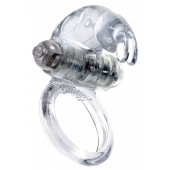 Прозрачное эрекционное виброкольцо с клиторальным зайчиком - Boys of Toys - в Воронеже купить с доставкой