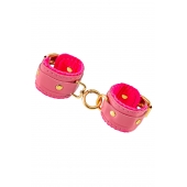 Розовые двуслойные кожаные оковы - Pecado - купить с доставкой в Воронеже