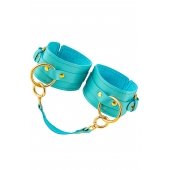 Голубые однослойные кожаные оковы - Pecado - купить с доставкой в Воронеже