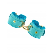 Голубые двуслойные кожаные наручники-браслеты - Pecado - купить с доставкой в Воронеже