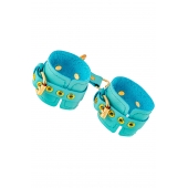 Голубые однослойные кожаные наручники - Pecado - купить с доставкой в Воронеже