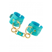 Голубые однослойные кожаные наручники - Pecado - купить с доставкой в Воронеже