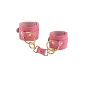 Розовые однослойные кожаные наручники - Pecado - купить с доставкой в Воронеже