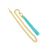 Голубой кожаный поводок с карабином для ошейника - 80 см. - Pecado - купить с доставкой в Воронеже