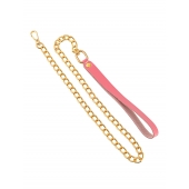 Розовый кожаный поводок с карабином для ошейника - 80 см. - Pecado - купить с доставкой в Воронеже