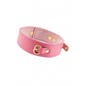 Розовый кожаный однослойный ошейник с прошивкой - Pecado - купить с доставкой в Воронеже