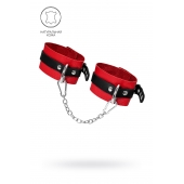 Красно-черные мягкие оковы с одним ремешком и люверсами - Pecado - купить с доставкой в Воронеже