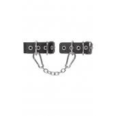 Черные кожаные наручники-браслеты из одного ремешка с люверсами - Pecado - купить с доставкой в Воронеже