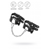 Черные кожаные наручники-браслеты из двух ремешков - Pecado - купить с доставкой в Воронеже