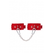 Красные кожаные узкие оковы со скруглёнными углами - Pecado - купить с доставкой в Воронеже