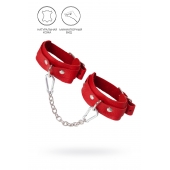Красные кожаные узкие оковы со скруглёнными углами - Pecado - купить с доставкой в Воронеже