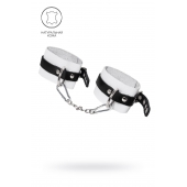 Бело-черные мягкие оковы с одним ремешком и люверсами - Pecado - купить с доставкой в Воронеже