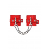 Красные мягкие кожаные наручники с люверсами - Pecado - купить с доставкой в Воронеже