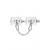 Белые мягкие кожаные наручники с люверсами - Pecado - купить с доставкой в Воронеже