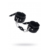 Черные двухслойные наручники с белой строчкой - Pecado - купить с доставкой в Воронеже