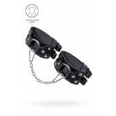 Черные кожаные оковы с двумя ремешками - Pecado - купить с доставкой в Воронеже