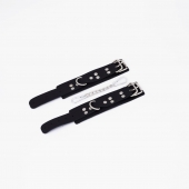 Черные кожаные наручники с регулируемыми ремешками - Crazy Handmade - купить с доставкой в Воронеже