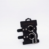 Черные кожаные оковы с кольцом - Crazy Handmade - купить с доставкой в Воронеже