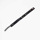 Черный кожаный ошейник с золотистой фурнитурой - Crazy Handmade - купить с доставкой в Воронеже