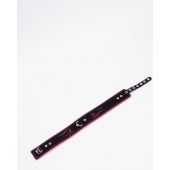 Черно-розовый кожаный ошейник с розовой строчкой - Crazy Handmade - купить с доставкой в Воронеже