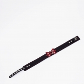 Черный ошейник с красным декором и строчкой - Crazy Handmade - купить с доставкой в Воронеже