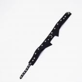 Черный однослойный кожаный ошейник с имитацией воротничка - Crazy Handmade - купить с доставкой в Воронеже