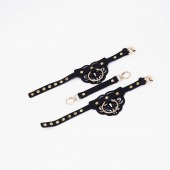 Черные оковы с золотистой фурнитурой - Crazy Handmade - купить с доставкой в Воронеже