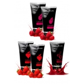 Набор из 5 съедобных лубрикантов JUJU (клубника х 2, малина х 2, вишня) - JuJu - купить с доставкой в Воронеже