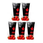 Набор из 5 съедобных лубрикантов JUJU со вкусом клубники - JuJu - купить с доставкой в Воронеже