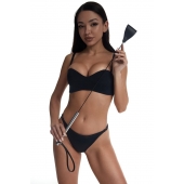 Стек с широким черным кожаным наконечником и металлической ручкой - 67 см. - Crazy Handmade - купить с доставкой в Воронеже