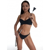 Стек с черным кожаным наконечником в виде сердца и металлической ручкой - 67 см. - Crazy Handmade - купить с доставкой в Воронеже