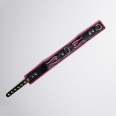 Черно-розовый ошейник с золотистой фурнитурой - Crazy Handmade - купить с доставкой в Воронеже