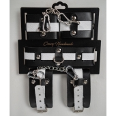 Набор фиксаторов из черной и белой натуральной кожи - Crazy Handmade - купить с доставкой в Воронеже