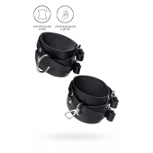 Черные кожаные оковы с двумя перекрёстными ремешками - Pecado - купить с доставкой в Воронеже