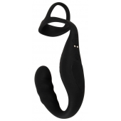 Черное эрекционное кольцо со стимуляцией промежности и анальной пробкой Cock Ring with RC Prostate Plug - Orion - в Воронеже купить с доставкой