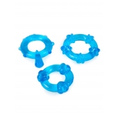 Набор из 3 синих эрекционных колец с различным рельефом - Erowoman-Eroman - в Воронеже купить с доставкой