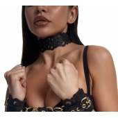 Черный ажурный чокер с золотистой фурнитурой - Crazy Handmade - купить с доставкой в Воронеже