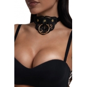 Черный чокер с клепками и золотистой фурнитурой - Crazy Handmade - купить с доставкой в Воронеже