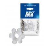 Прозрачное эрекционное кольцо с 6 стимулирующими шариками - Sex Expert - в Воронеже купить с доставкой