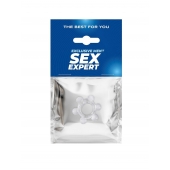 Прозрачное эластичное эрекционное кольцо с 6 шариками - Sex Expert - в Воронеже купить с доставкой