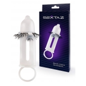 Эластичная насадка на пенис с подхватом мошонки и стимулирующими «ресничками» - Sextaz - в Воронеже купить с доставкой