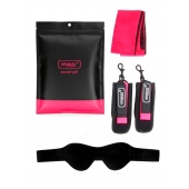 Черно-розовый эротический набор: маска, наручники и повязка - Erokay - купить с доставкой в Воронеже