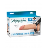 Телесный пустотелый фаллопротез 5’’ Hollow Silicone Strap-On - 14 см. - Pipedream - купить с доставкой в Воронеже