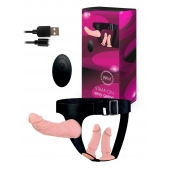 Женский страпон с 3 насадками и вибрацией - Erowoman-Eroman - купить с доставкой в Воронеже